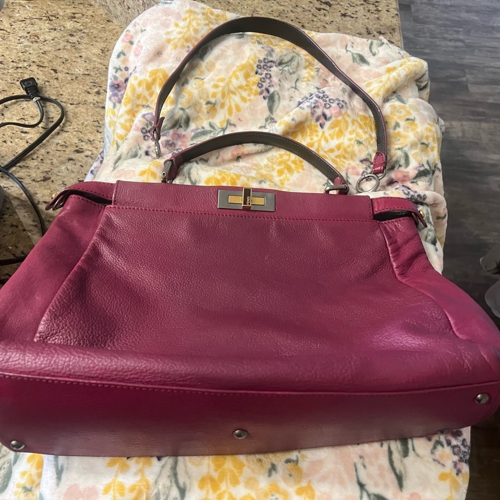 Fendi Large Vintage Peekaboo in Plum/Burgundy Leather